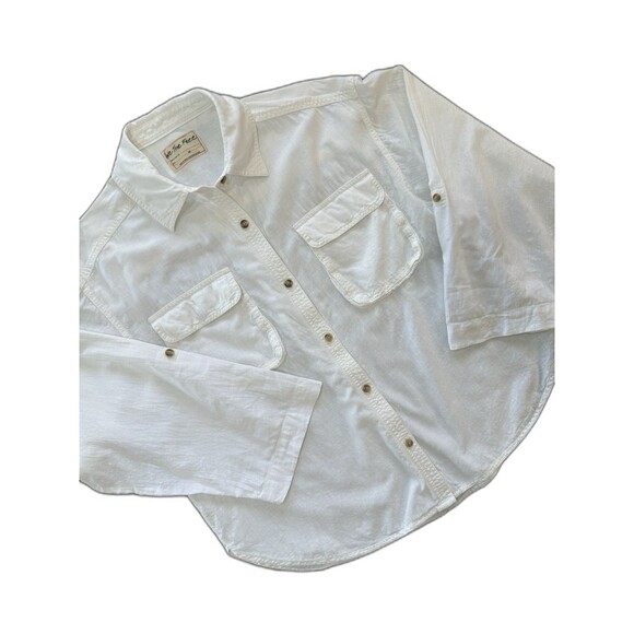 We The Free Free People White Linen Cotton Oversized Button Down Shirt M Boho - Picture 2 of 14
